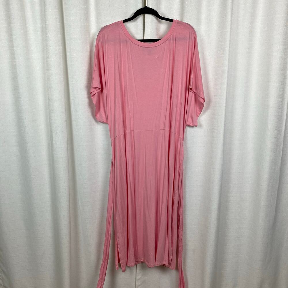 Eloquii Pink Cross Front Waist Tie Flutter Sleeve Midi Dress Sz.24W NWT - Picture 13 of 16